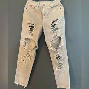American Eagle high rise ripped jeans